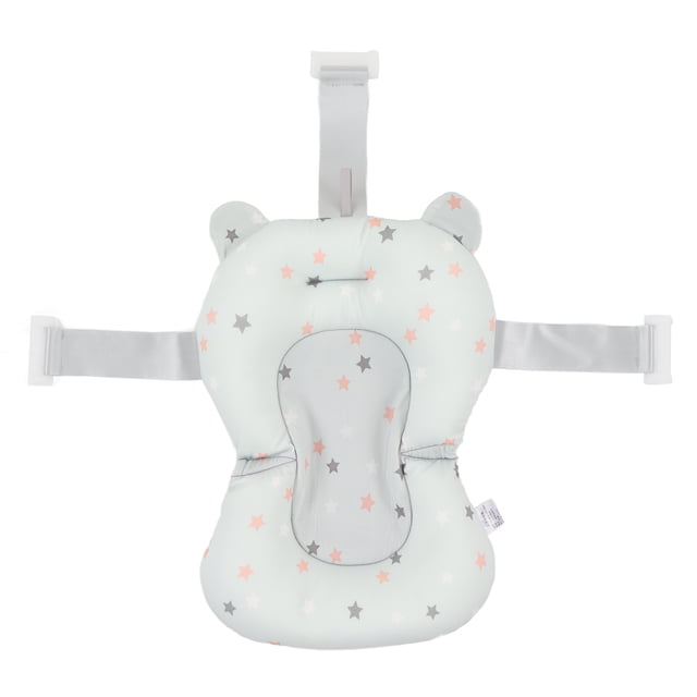 Cojín de baño para bebé, flotante, seguro, plegable, ajustable, para recién nacidos, con estrellas azules claras