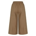 thumbnail image 5 of Summer Savings Clearance Women's Capris, Women's Oversized Casual Pants Solid Color Wide Leg Pants High Waisted Drawstring Pants Cropped Pants(Khaki,XXXXXL), 5 of 6