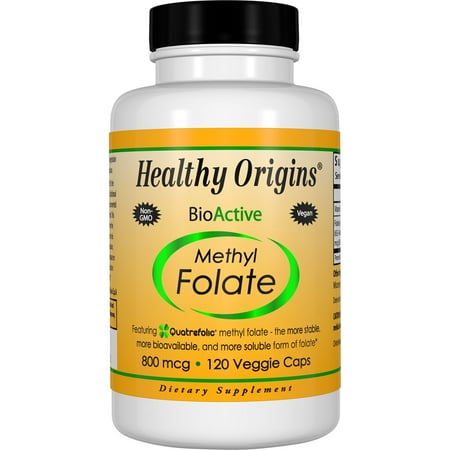 Healthy Origins BioActive Methyl Folate 800 mcg Vegetarian Capsules, 120