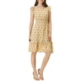 thumbnail image 2 of Allegra K Women's Flutter Sleeves V Neck Smocked Waist Ruffle Floral Dresses, 2 of 5