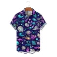 thumbnail image 7 of Xcmzpl Men's Hawaiian Print Button Down Shirt Rolled up Short Sleeve Casual Summer Top Camp Collar Loose Fit Tshirts Dark Blue XXXXXL, 7 of 7