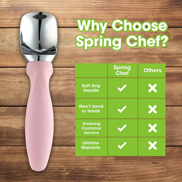 Spring Chef Zinc Alloy Ice Cream Scoop with Soft Grip Handle, Black 
