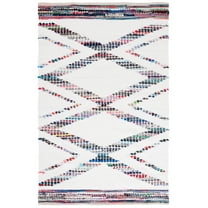 SAFAVIEH Montauk Raymond Southwestern Area Rug, Ivory/Blue, 5' x 8'