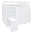 thumbnail image 5 of Harper & Bright Designs Full Size Loft Bed with Stairs and Desk, Wood Full Loft Bed with Wardrobe & Storage Shelves, Full Storage Bed for Kids Teens, White, 5 of 15