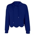 thumbnail image 4 of Cropped Hoodies for Women 2026 Casual Long Sleeve Hooded Sweatshirts Cute Scalloped Hem Hooded with Drawstring Pullover Top, 4 of 5