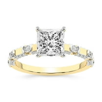 IGI Certified 5 Carat Princess Shape Lab Grown Diamond Engagement Ring | 14K Yellow Gold | Majestic Love Diamond Accent Ring | FG-VS1-VS2 Quality Friendly Diamonds