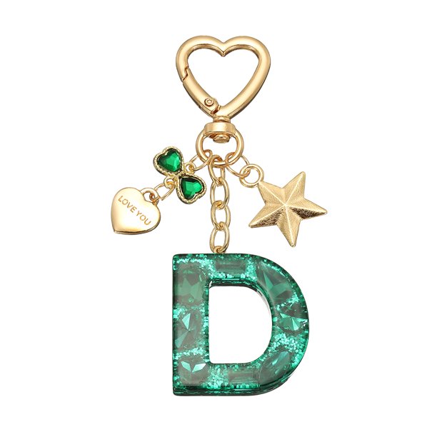 Llavero de Letra Inicial Lindo Uxcell para Mochila, Cartera, Llaves de Coche, Letra D Verde