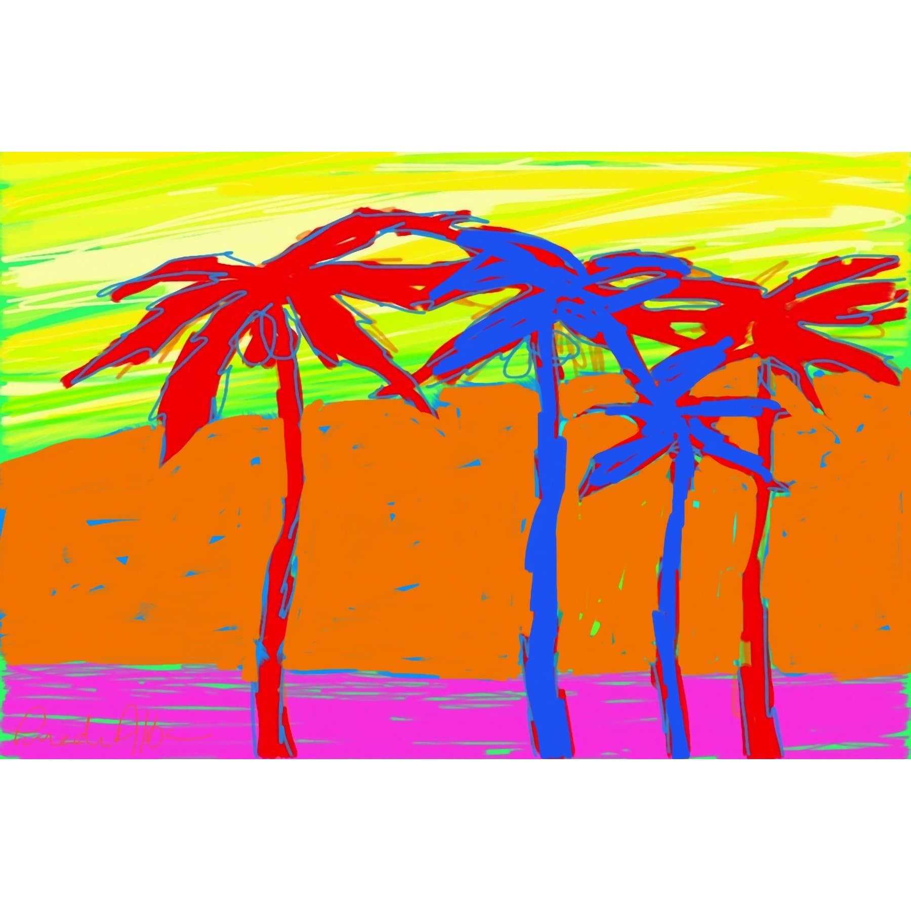 Marmont Hill "California Palms 3" by Arthur Pina Painting Print on Wrapped Canvas