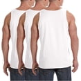 thumbnail image 2 of ToBeInStyle Men's Pack of 3 Cotton Muscle Tank Tops - White - Large, 2 of 2