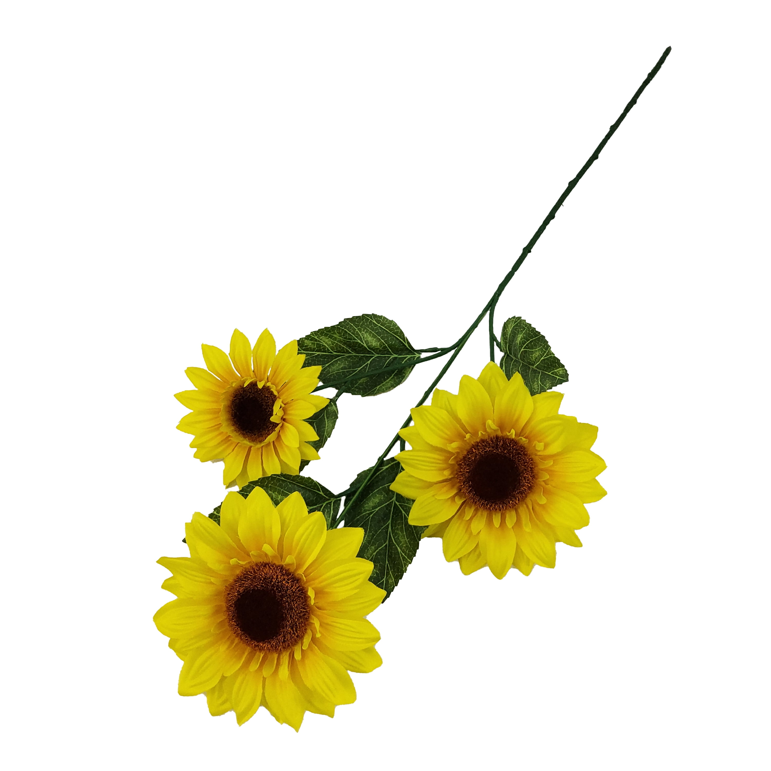 (3 pack) Mainstays 28" Artificial Flower Sunflower Stem, Yellow. Indoor Use.