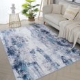 thumbnail image 1 of Contemporary 4x6 ft Blue Abstract Area Rug for Bedroom, Super Soft Non-Slip Machine Washable Area Rug Accent Floor Mat for Farmhouse Laundry Blue/Multi 4' x 6', 1 of 5