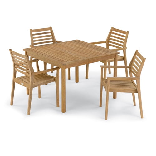 Classic 5 Piece 42 Inch Square Dining Table And Mera Stacking Armchair Set No Cushion Com 42 Inch Square Dining Table, 42 Inch Square Dining Table With Leaf