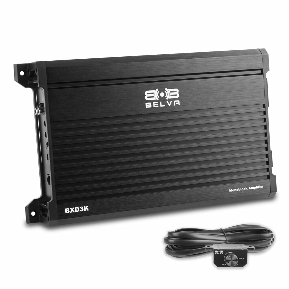 Belva BXD3K Class-D Monoblock Car Audio Amplifier with Bass Remote 3000W and Amplifier Wiring Kit