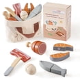 thumbnail image 1 of Juego Wooden Play para cortar carne y huevos ROBOTIME con bolsa, 1 of 9