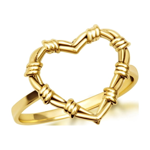 Solid Gold Heart Crown of Thorns Jesus Christ Rings 14K , Size 9