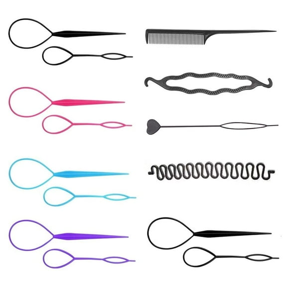 14 Pcs Topsy Tail Hair Tools Simple Fast Hair Braiding Tools French Hair Styling Tools for Women and Girls Fixing and Decorating Hairstyles