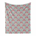 thumbnail image 1 of Folk Art Soft Flannel Fleece Throw Blanket, Traditional Composition with Curly Peduncles Flowers Birds and Hearts, Cozy Plush for Indoor and Outdoor Use, 50" x 60", Multicolor, by Ambesonne, 1 of 6