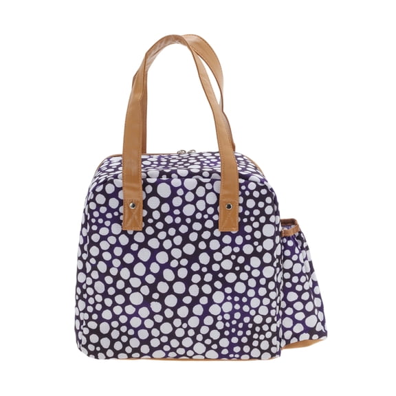 Unique Bargains 1 Pc Portable Handheld Insulated Lunch Bag Blue White