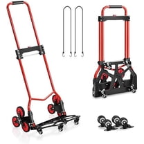 Stair Climbing Cart, 280 lbs Capacity Stair Climber Hand Truck and Dolly, Heavy-Duty Folding Stair Dolly with Stretchable Handle, 10 Wheels & 2 Elastic Ropes for Home Shopping Moving Warehouse