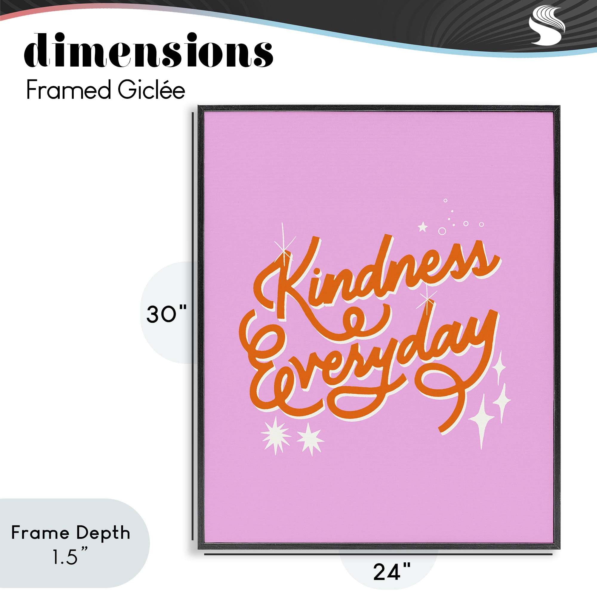 Stupell Industries Cursive Kindness Everyday Black Framed Giclee Art, design by Indira Prieto | IndySign