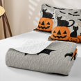 thumbnail image 4 of Homewish Halloween Pumpkin Quilt Full, Black Cat Bat Full Bedspread Sets, Orange Grey, 3-Piece 1 Bedspread and 2 Pillowcases, 4 of 7