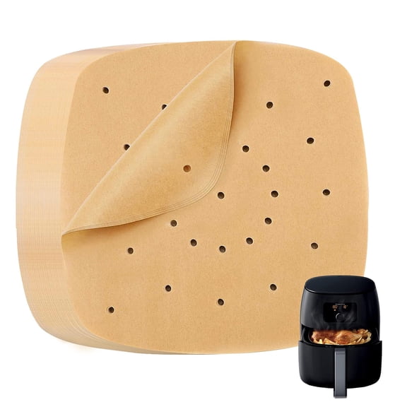 50Pcs  Air Fryer Liners, Perforated Parchment Paper Sheets for Baking, High Temperature Resistant Fryer Parchment Paper for Air Fryer and Bamboo Steaming Basket, Air Fryer Liners Disposable, 9 Inch