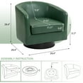 thumbnail image 3 of DREAMSIDEA PU Leather Swivel Barrel Club Chair, Modern Accent Chairs Set of 2 Upholstered Round Armchair for Living Room, Office, Bedroom -Green, 3 of 5