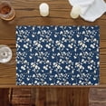thumbnail image 2 of Botanical Flower Placemats for Dinning Table Set of 4, Vintage Garden Floral Wildflower Blue Burlap Kitchen Place Mats Waterproof Cloth Table Mats, Indoor Outdoor Placemats Easy Clean Dinner Decor, 2 of 8