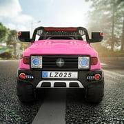 UBesGoo 12V Kids Battery Powered Electric Rugged 4-Wheeler Ride-On Car with LED Headlights, Music, Remote Control - Pink