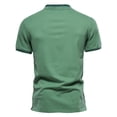 thumbnail image 3 of Summer New Lapel Men's Tops Solid Color Cotton Short-Sleeved Shirt-Green-L, 3 of 5