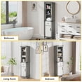 thumbnail image 7 of EVMORE 6-Tier Bathroom Storage Cabinet, Narrow Tall Cabinet Freestanding Storage Tower with Doors and Adjustable Shelves for Living Room, Kitchen, Home, Office - Gray, 7 of 7