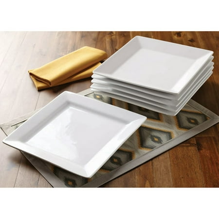 Better Homes & Gardens Square Dinner Plates, White, Set of (Best White Dinner Plates)