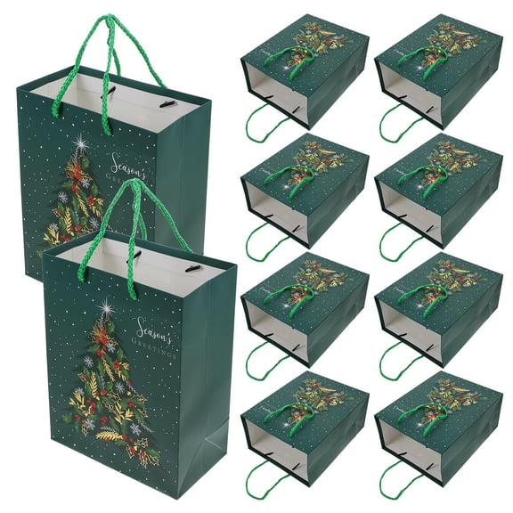 12 Pcs Christmas Decorations Christmas Gift Bag 23.00X18.00X10.00CM Green