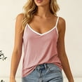 thumbnail image 4 of jobturf Womens Plus Size Pajama Tops V Neck Spaghetti Strap Tank Top Casual Loose Fit Sleep Shirts Soft Color&nbsp;Block Camisole L-6XL, 4 of 6
