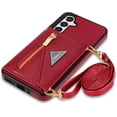thumbnail image 4 of Compatible with Samsung Galaxy A54 5G Wallet Case with Card Slot  Flip Leather Shockproof Zipper Protective Handbag with Crossbody Strap for Galaxy A54 5G Case Wallet(Red-6.4 inch), 4 of 8