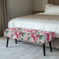 thumbnail image 2 of POLERO Pink Cherry Print Dining Bench Cover Anti-Dust Stretch Bench Cushion Cove with Elastic Edge Home Decor Rectangle Seat Protector for Bedroom, Kitchen, 2 of 7
