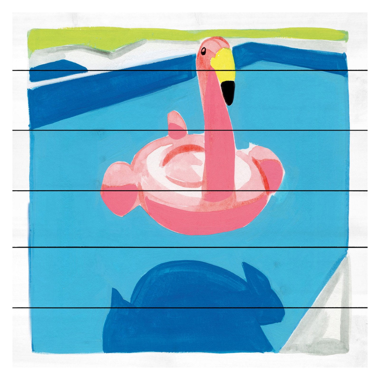 Marmont Hill "Pool Float" By Molly Rosner Painting Art Print On White Wood, 32.0" x 1.5"