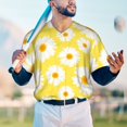 thumbnail image 5 of Rateoe Daisies Flowers Pattern Men’s Baseball Short Sleeve Polo Shirt, Midweight Men's Shirt Golf Shirt Polo Shirts Quick Dry Short-4X-Large, 5 of 7