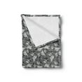 thumbnail image 2 of Pirates Soft Flannel Fleece Blanket, Greyscale Pattern Dead Man Skulls with Hat and Eye Patches and Doodle Outlines, Cozy Plush for Indoor and Outdoor Use, 70" x 90", Grey Pale Grey, by Ambesonne, 2 of 5
