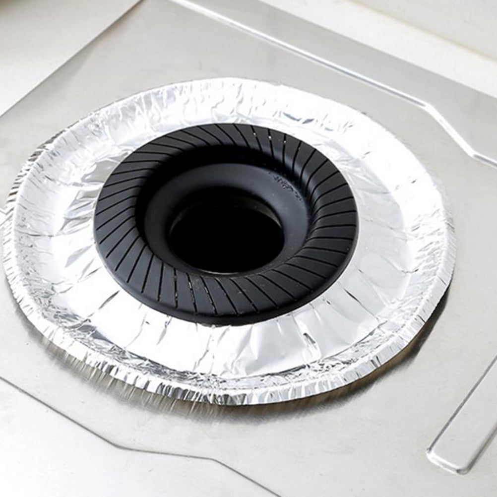 WHAMVOX Foil Stove Burner Covers for Kitchen Use Oil Proof and Heat Resistance Reusable Tinfoil Liners Silver 40 Pieces