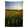 thumbnail image 3 of Ambesonne Landscape Tablecloth Rectangular Table Cover, Sunset Flower Field, 60"x84", Yellow Green Blue, 3 of 4