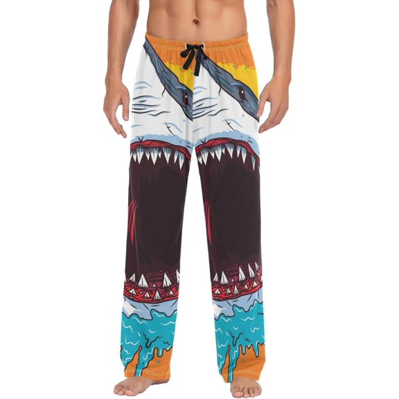 GZHJMY Shark Pajama Pants for Men, Lounge Pants Lightweight Men Pajama Bottoms with Drawstring Pockets, Christmas New Year Birthday Gifts, X-Large