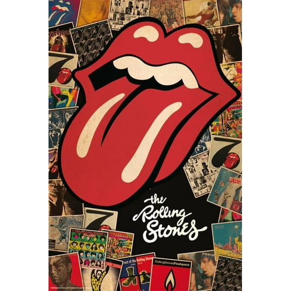 BUY ART FOR LESS Officially Licensed Rolling Stones Collage 24 x 36 Inch Art Poster - Decorative Print - Poster Paper - Ready to Frame