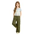 thumbnail image 4 of TIREOW Girls Cargo Pants Elastic Waist Wide Leg Baggy Multi-Pocket Parachute Pants Lightweight Casual Cargo Sweatpants, 4 of 5