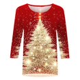 thumbnail image 4 of bnaln Christmas Sweatshirts for Women Xmas Tree Printed 3/4 Length Sleeve Shirts Round Neck Loose Fit Tunic Blouses Plus Size T-Shirt Casual Pullover Tops Xmas Jumpers Holiday Tops, 4 of 4