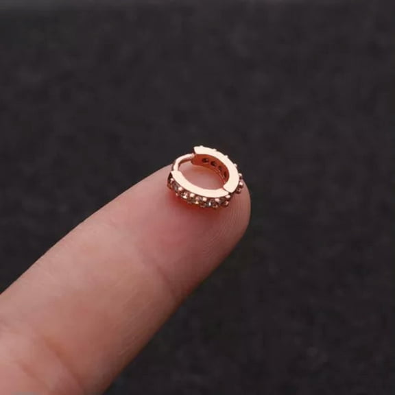 QQTDFG Conch Snug 6/8/10mm CZ Ear Piercing Nose Ring Body Jewelry Huggie Hoop Earring-Rose gold 6mm