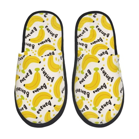 Balery Banana Fruit Slient Indoor Furry Fleece Comfort House Shoes Soft Non-Slip Home Shoes Cotton slippers House Slippers-- Medium