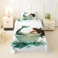 thumbnail image 2 of Manfei Dreamy Bath Mermaid Twin Sheets, Dreamy Butterfly Bedding, Teal White, 3pcs, 1 Flat Sheet, 1 Fitted Sheet and 1 Pillowcase, 2 of 6