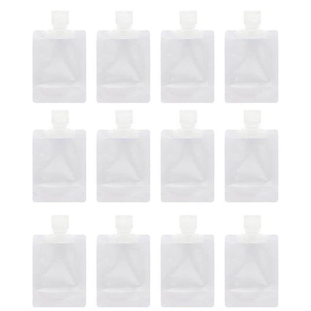 Seitruly Bolsas de embalaje de 12 piezas, bolsa de pie reutilizable recargable, bolsa de subembalaje comprimible, loción desinfectante, champú Type2 NO2