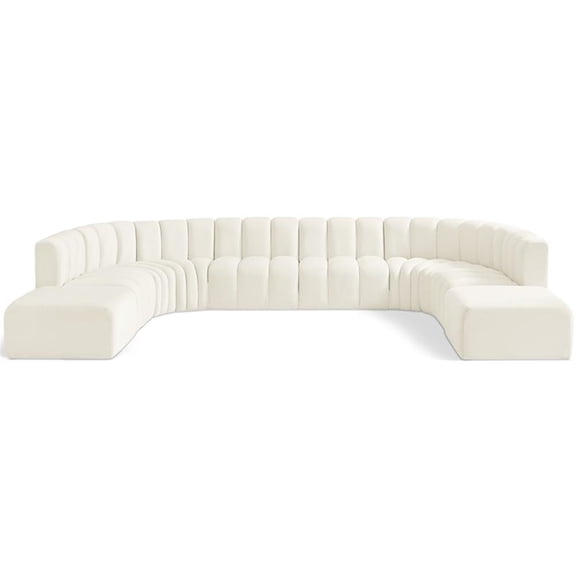 Meridian Furniture Arc Cream Velvet Modular Sectional